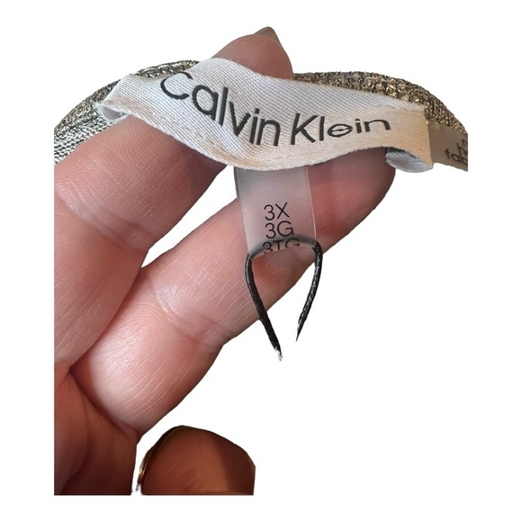 Calvin Klein Metallic Ruched Drawstring Top 3X Gold Shimmer Long Sleeve Stretchy - Picture 7 of 15